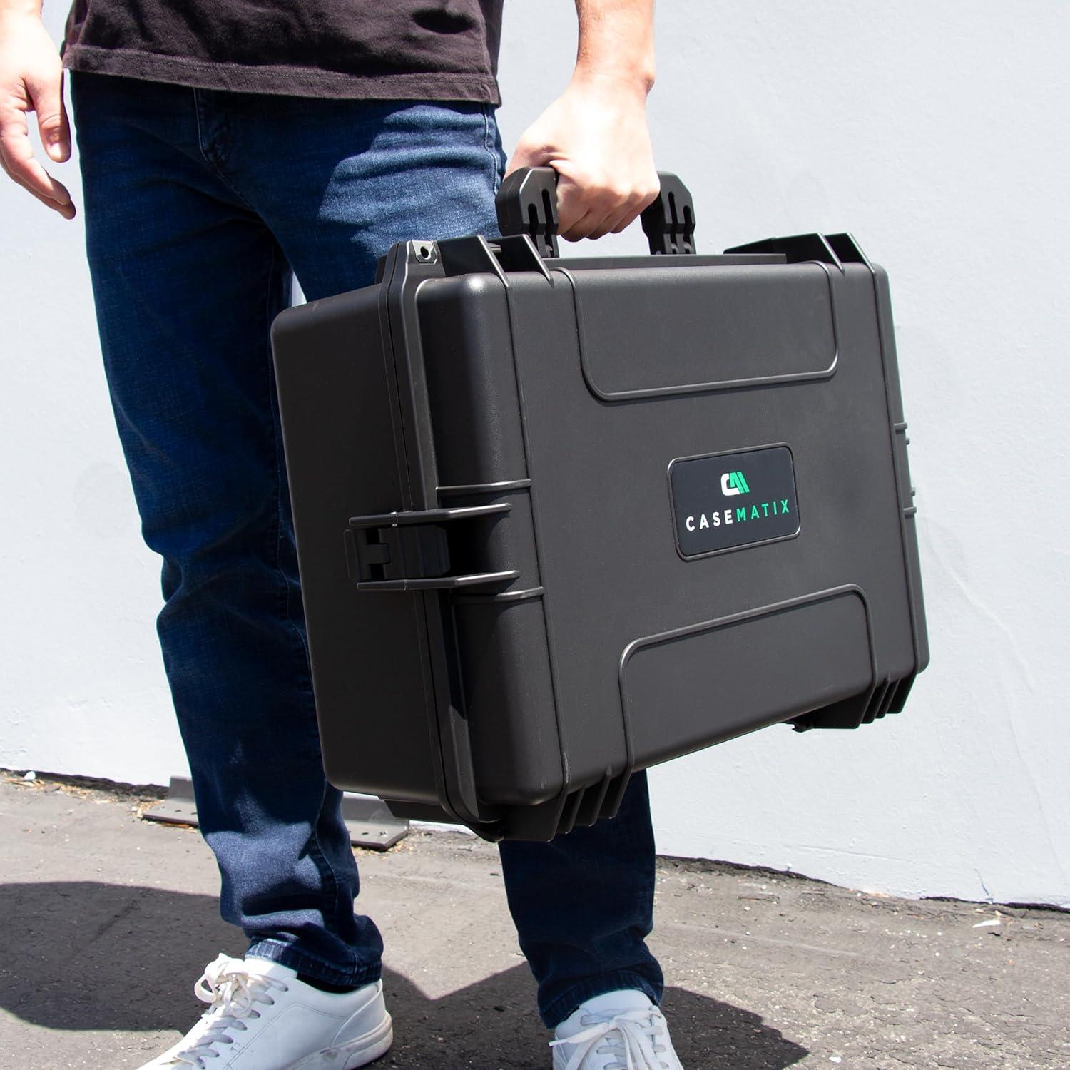 CASEMATIX 23" Waterproof Hard Case with Customizable Foam for Electronics, Tools and Accessories - Hard Shell Plastic Case with Pre-Diced Travel Case Foam Interior