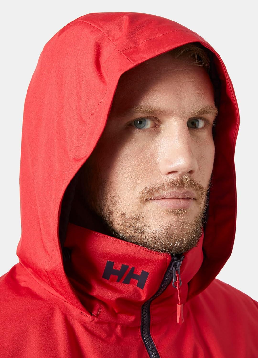 Large Red Waterproof Hooded Polyester Fleece Rain Jacket