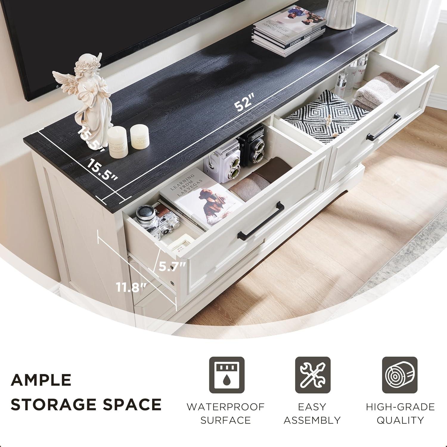 Lark Manor™ Ursula 52"W Farmhouse 6 Wide Drawer Dresser, Bedroom Chest of Drawers With Anti-Tip Design