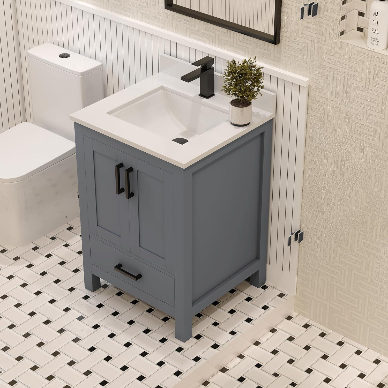 Ayna Decors Rooh 48'' Single Bathroom Vanity with White Quartz Top