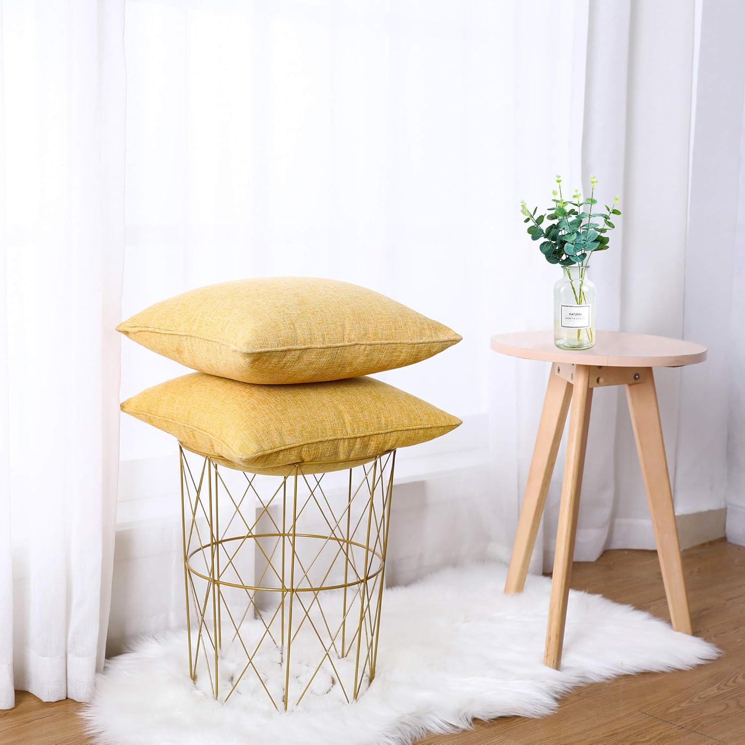 MAXAYA Set Of 2 Mustard Yellow Pillow Covers 18X18 Inch Rustic ...