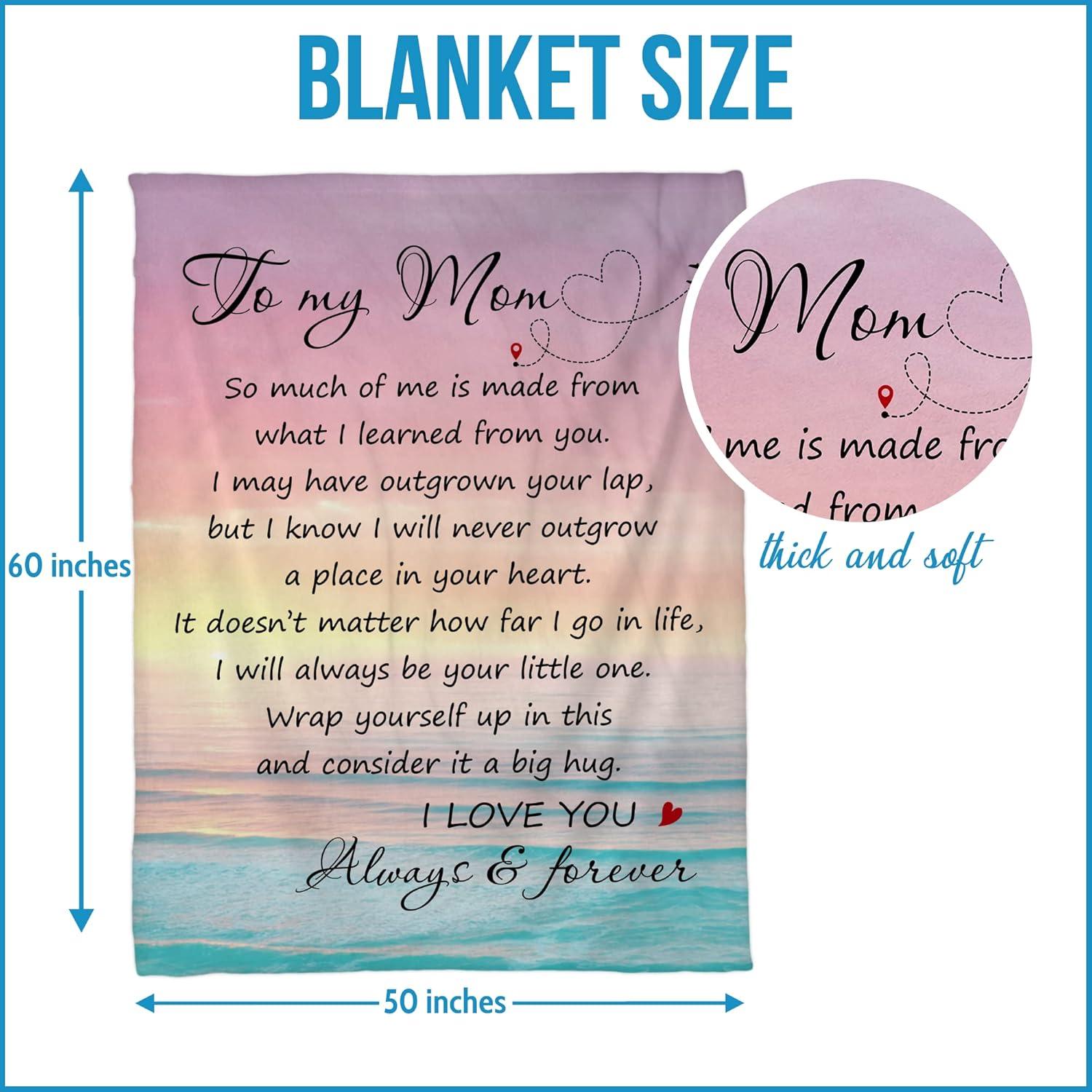 Gifts for Mom from Daughter or Son – to My Mom Blanket, Thoughtful Mothers Day or Birthday Gift, Cozy Present for Mother, Soft Flannel Throw Blanket 50x60 inches for Bed and Couch