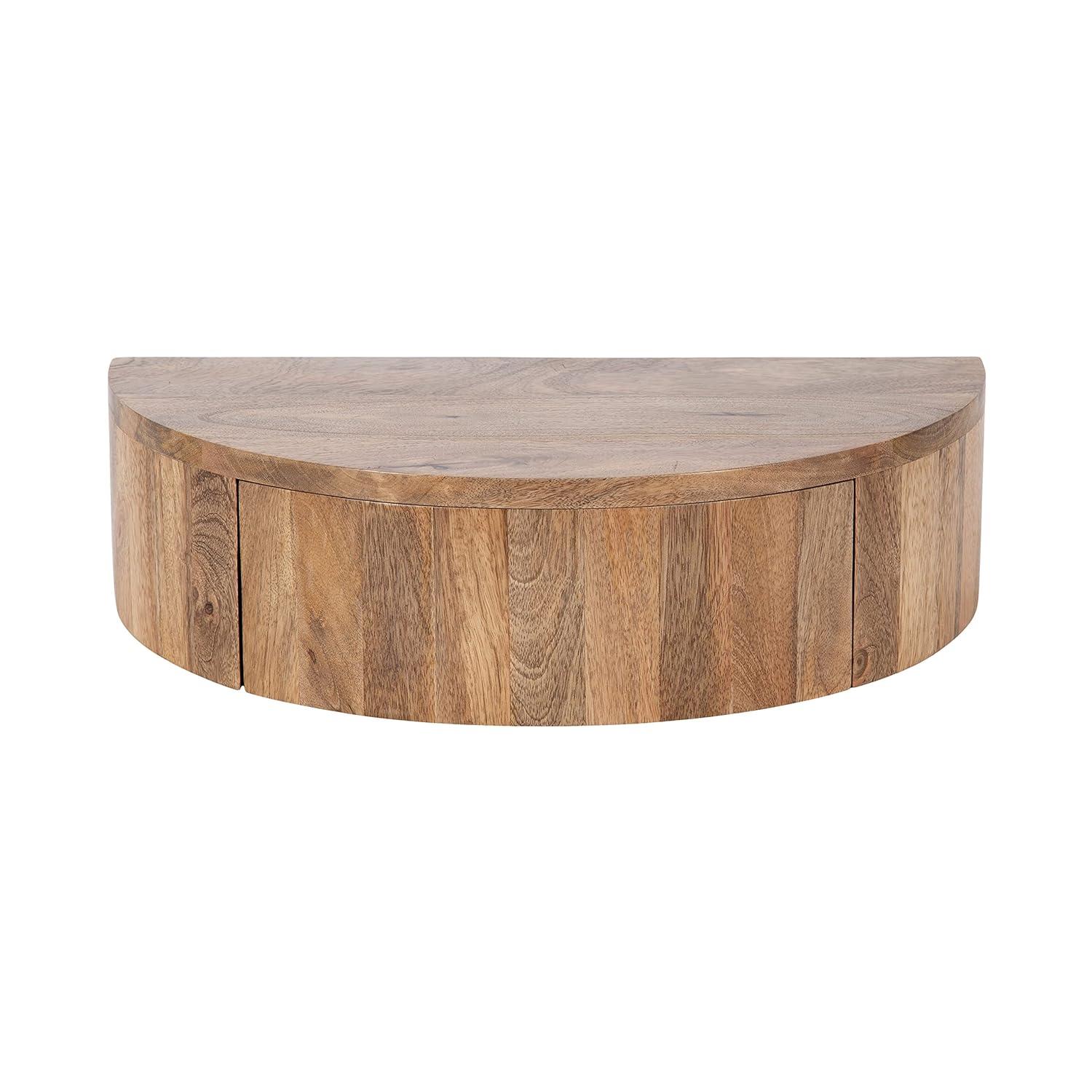 Kate and Laurel Reid Half Circle Wood Floating Side Table, 20x11x6, Natural
