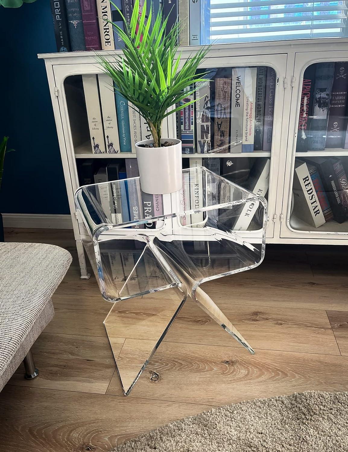 Clear Acrylic Modern Minimalist Nightstand Side Table