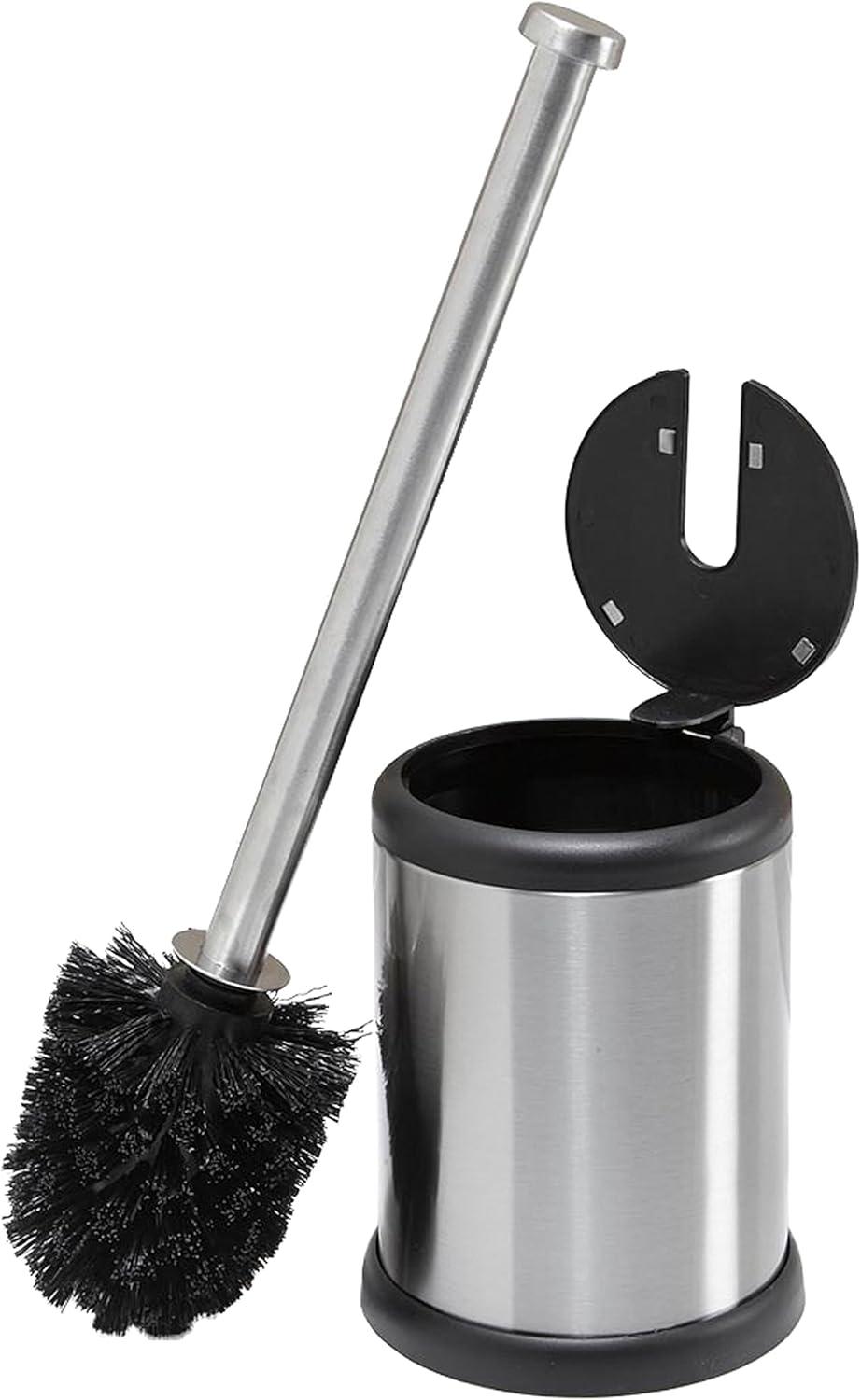 2pk Toilet Brushes with Closing Lid Stainless Steel - Bath Bliss