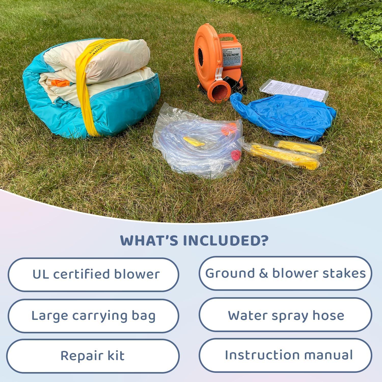 Bounceland Inflatable 8.5' x 17.5' Bounce House Water Slide and Air Blower