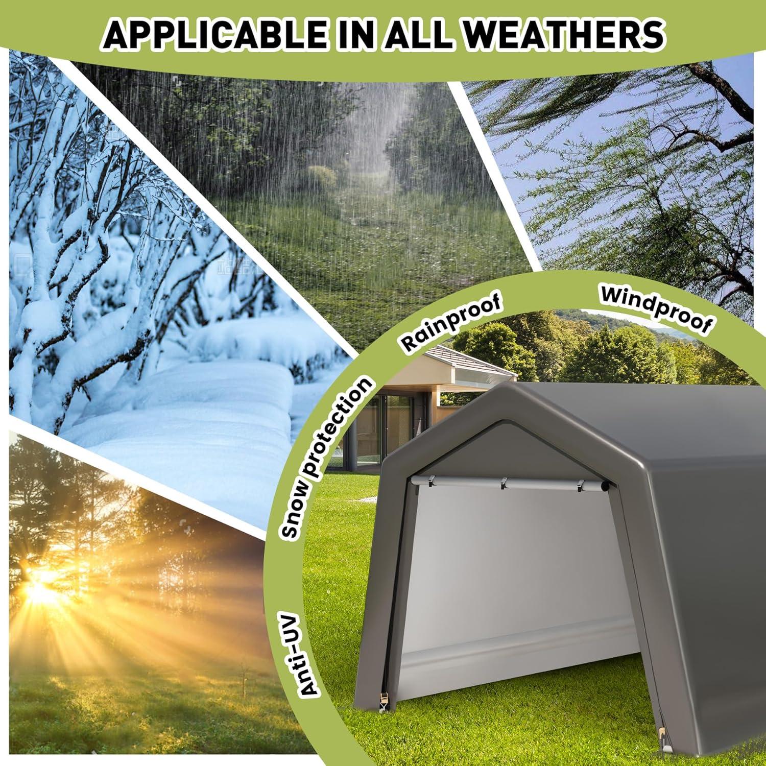 EastVita EastVita 6x6x7 ft Portable Shed, Outdoor Storage Shelter,Heavy Duty Waterproof Storage Tent Sheds with Roll-up Zipper Door, for Motorcycle, Bike, Garden Tools