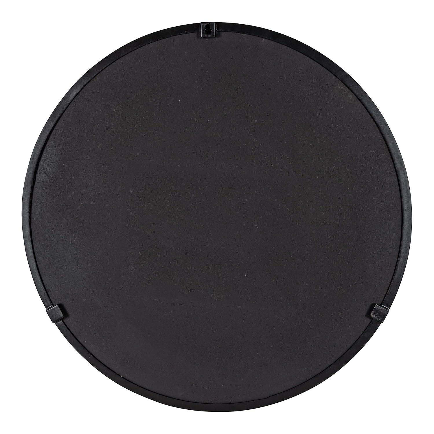22" Rollo Round Wall Mirror Black - Kate & Laurel All Things Decor: Modern Iron Frame, Wall Mount, Geometric Design