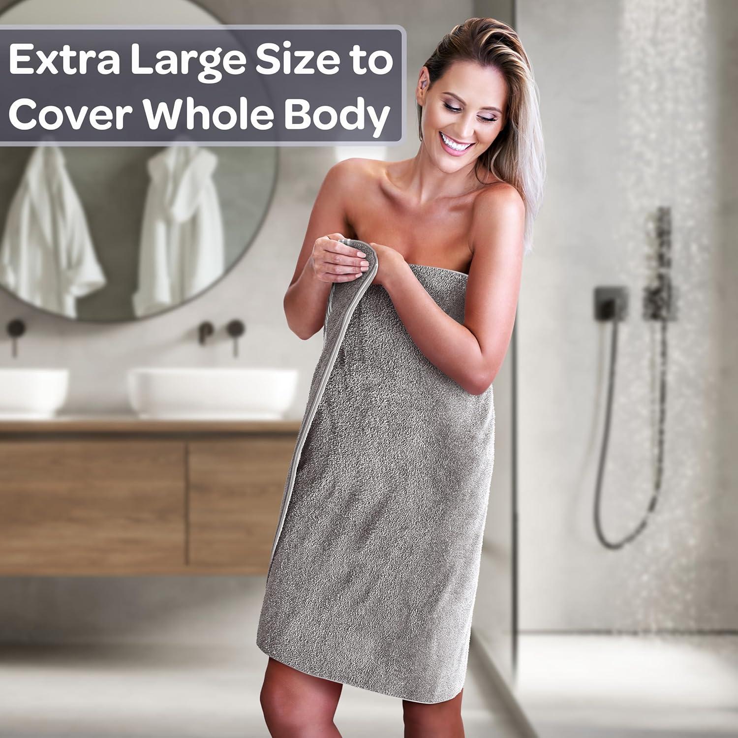 Lavish Home 35x70 Luxury Cotton Bath Towels, Gray