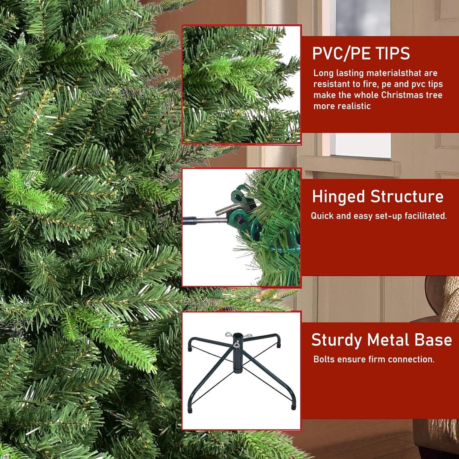 Bringstar 5FT Unlit Artificial Christmas Tree, Green Xmas Tree with 308 Tips and Folding Metal Stand, for Indoor Holiday Decoration