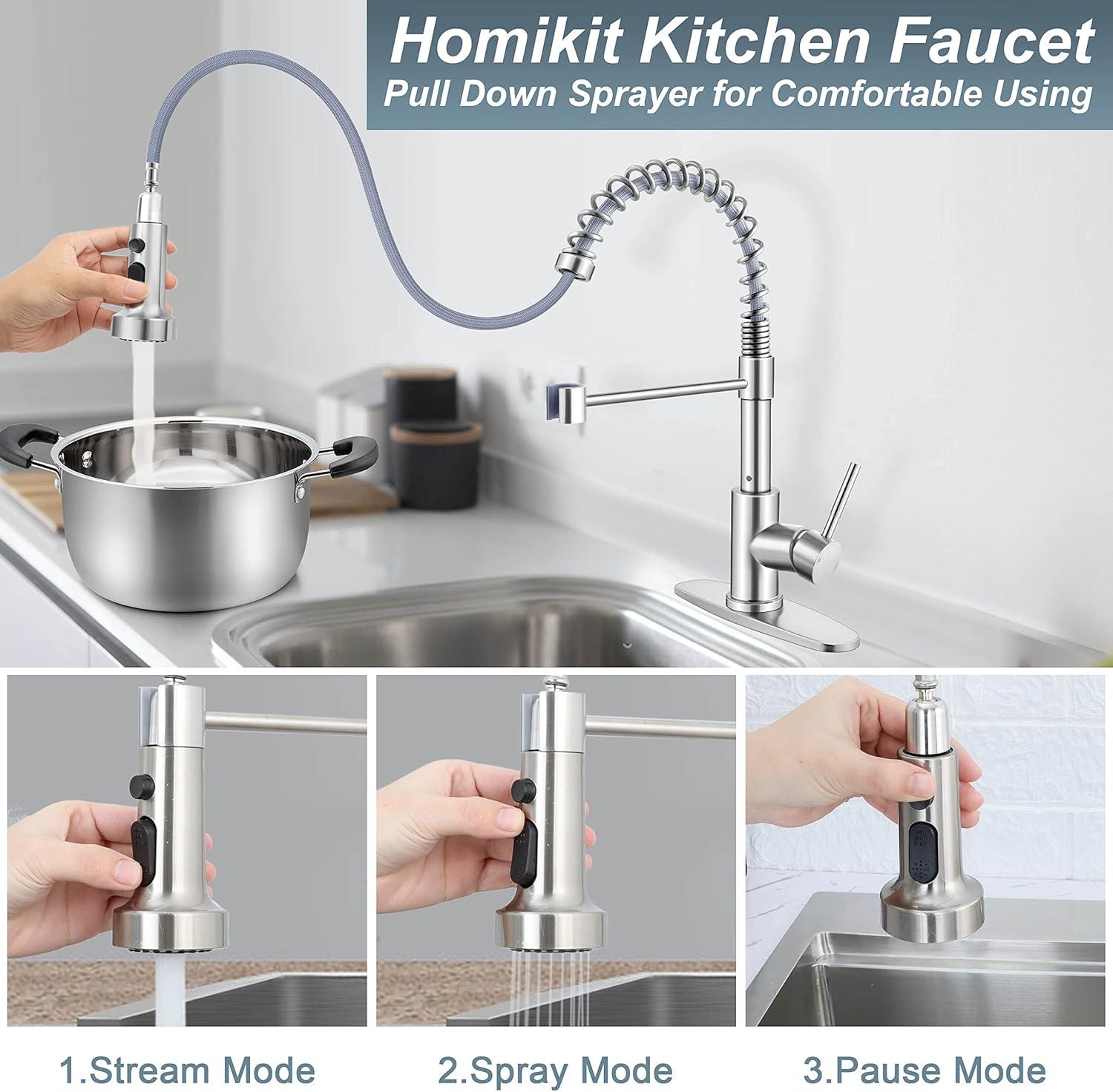 Single-Handle Pull-Down Sprayer High Arc Kitchen Faucet With Deck Plate