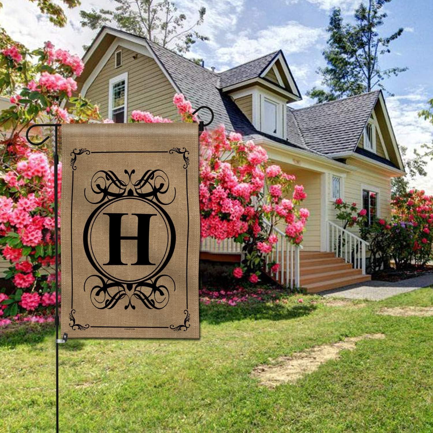 Anley Classic Monogram Letter H Garden Flag, Double Sided Family Last Name Initial Yard Flags