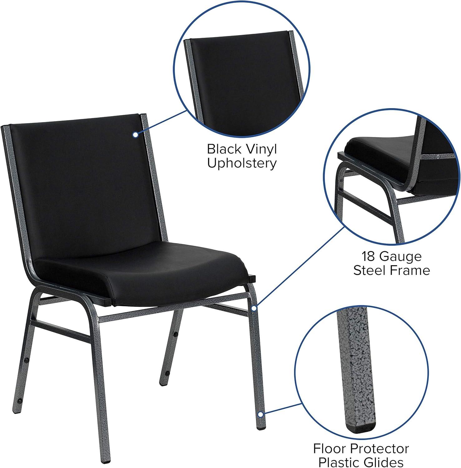 Emma + Oliver Heavy Duty Black Vinyl Stack Chair