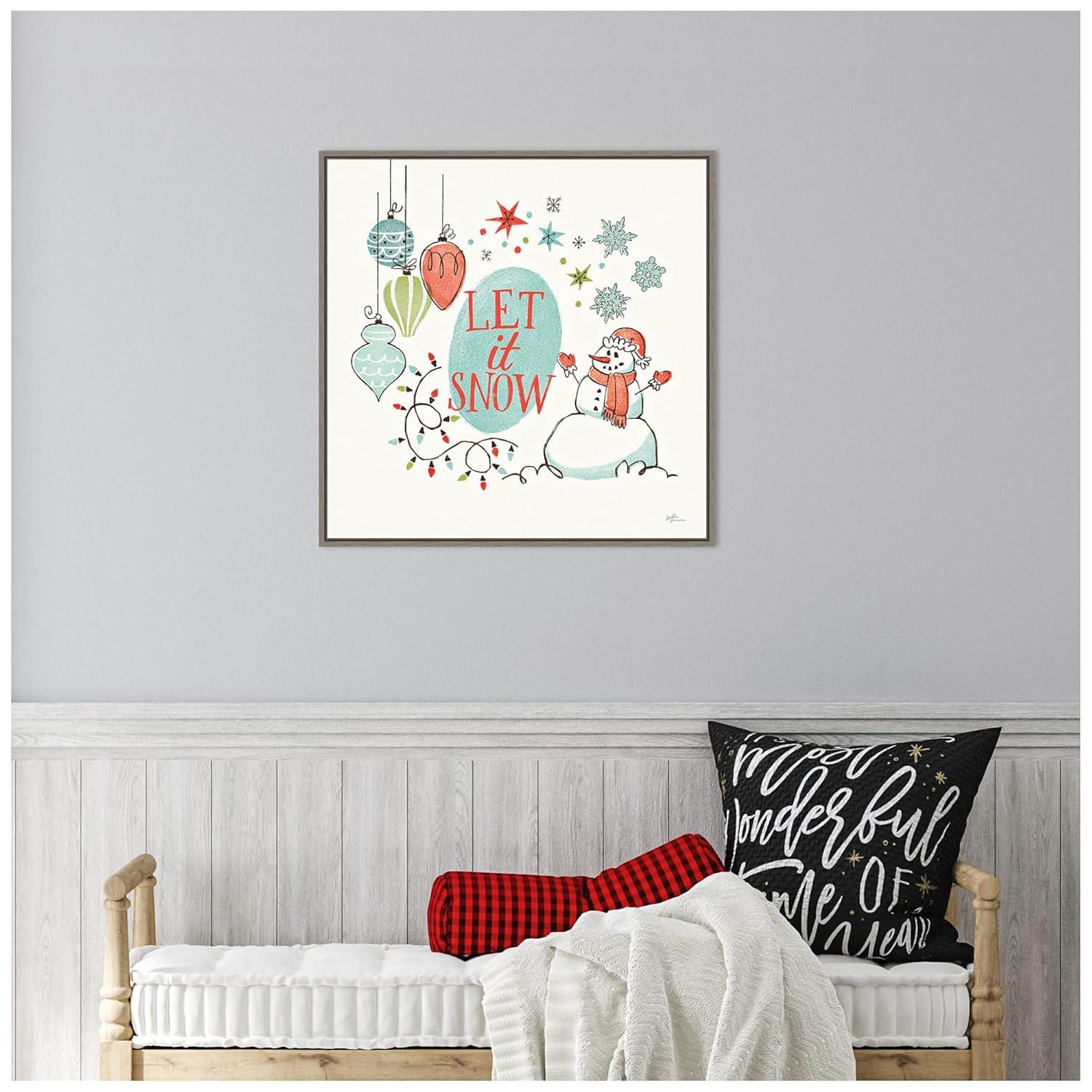Amanti Art Retro Christmas V Framed Canvas Wall Art Print