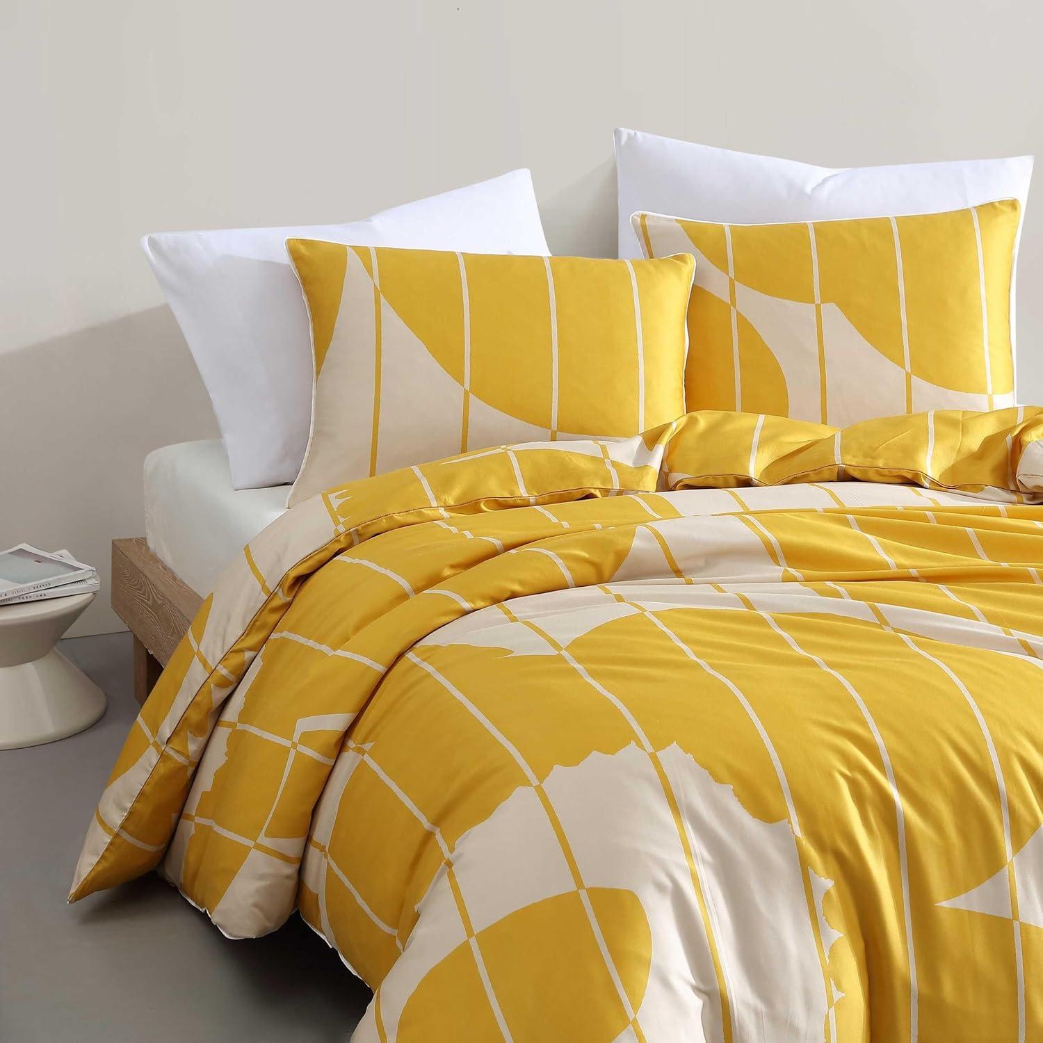 Vesi Unikko Cotton Yellow/Beige Duvet Cover Set