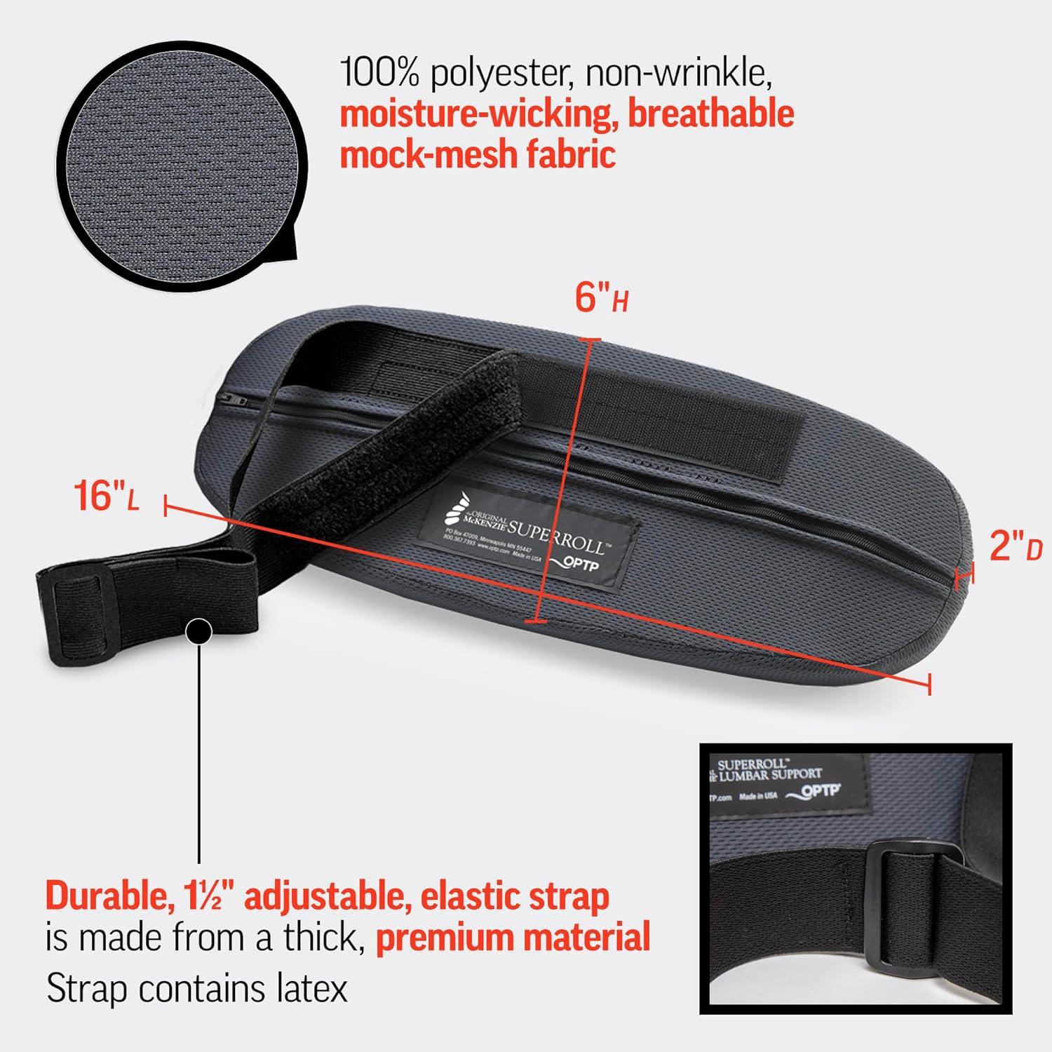 OPTP The Original McKenzie SuperRoll - USA-Made Low Back Lumbar Pillow for Office Chair Lumbar Support, Car Back Support Seat Cushions and Travel