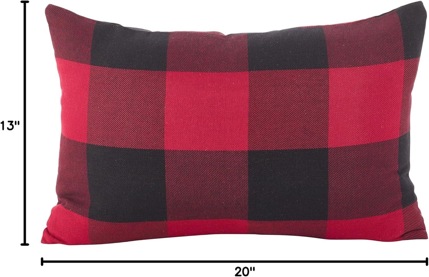 Saro Lifestyle  13 x 20 in. Buffalo Check Plaid Design Cotton Poly Filled Throw Pillow, Red