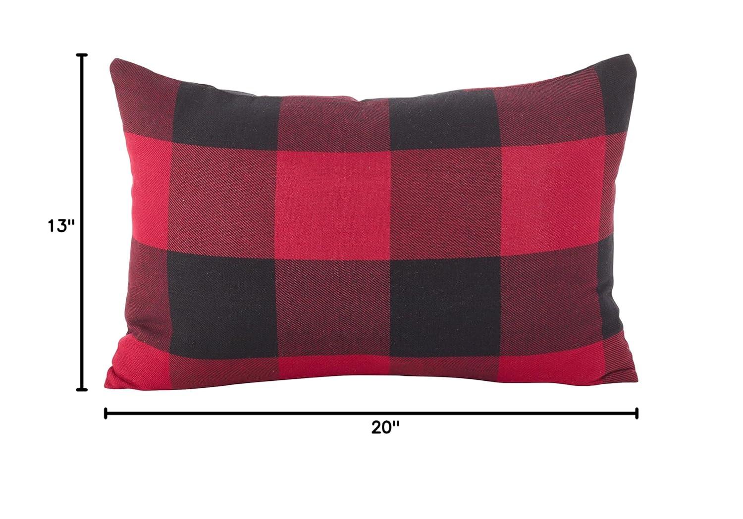 Saro Birmingham Collection Plaid Cotton Reversible Throw Pillow