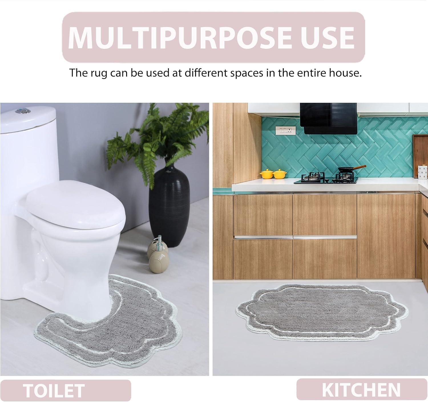 Home Weavers Allure Collection Bathroom Rug 100% Cotton Tufted Bathroom Rug, Soft and Absorbent Bath Rugs, Non-Slip Bath Carpet, Machine Wash Dry Bath Mats for Bathroom Floor- 21"x34" Bath Rug, Gray