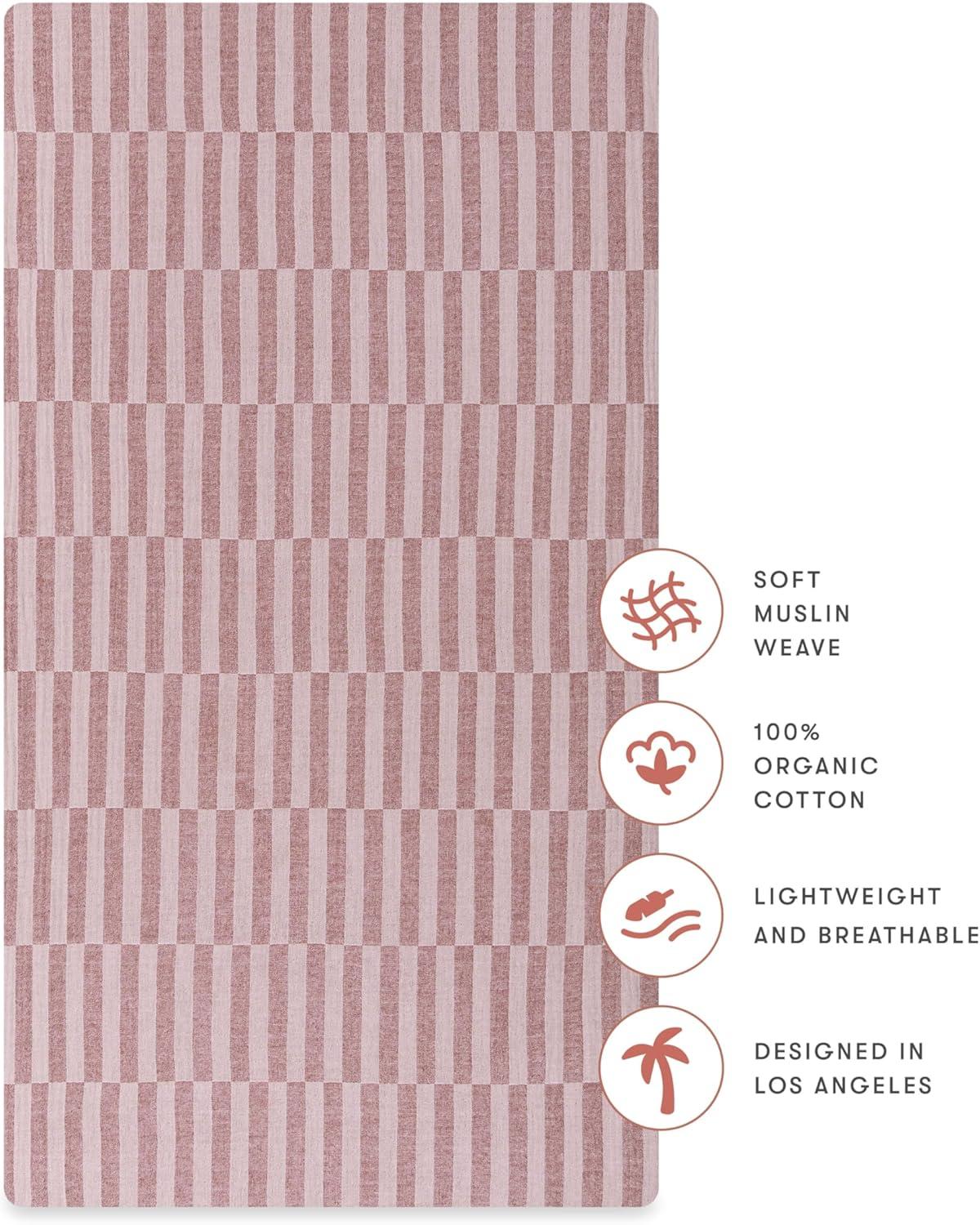 babyletto Maroon Stripe Muslin Crib Sheet