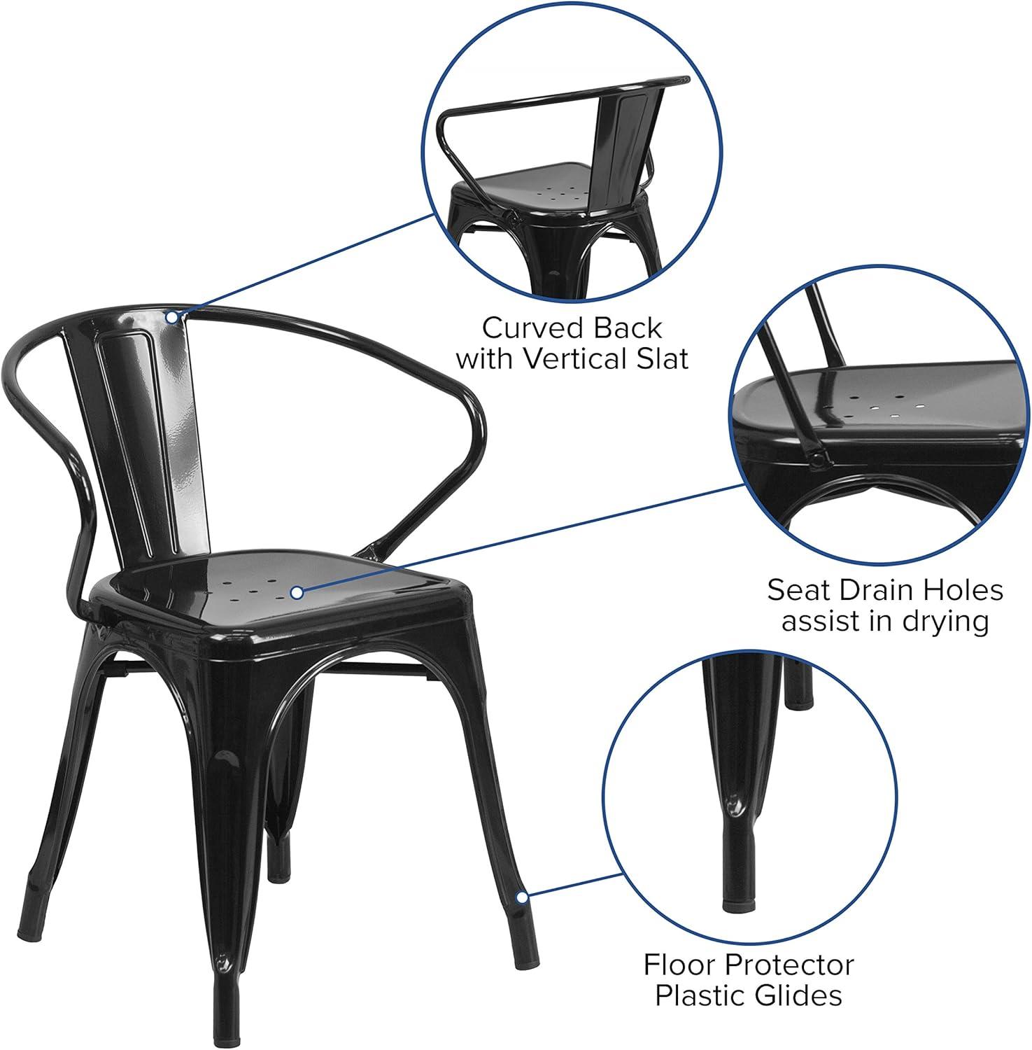 Flash Furniture Hucheson Metal Indoor-Outdoor Chair with Arms