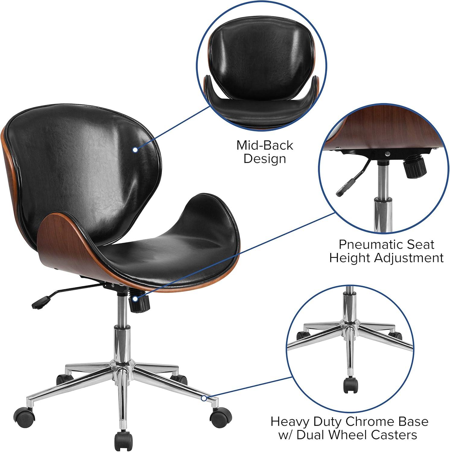 Flash Furniture Mid-Back Wood Conference Office Chair with LeatherSoft Seat