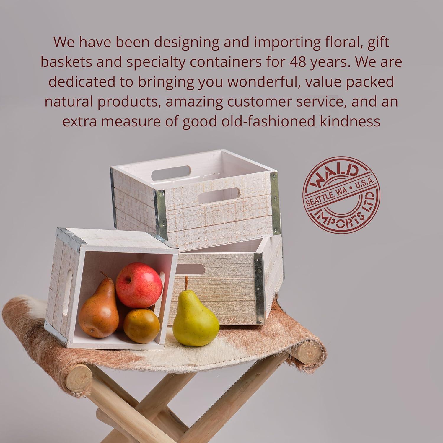 Wald Import Square Distressed Crates - Set of 3