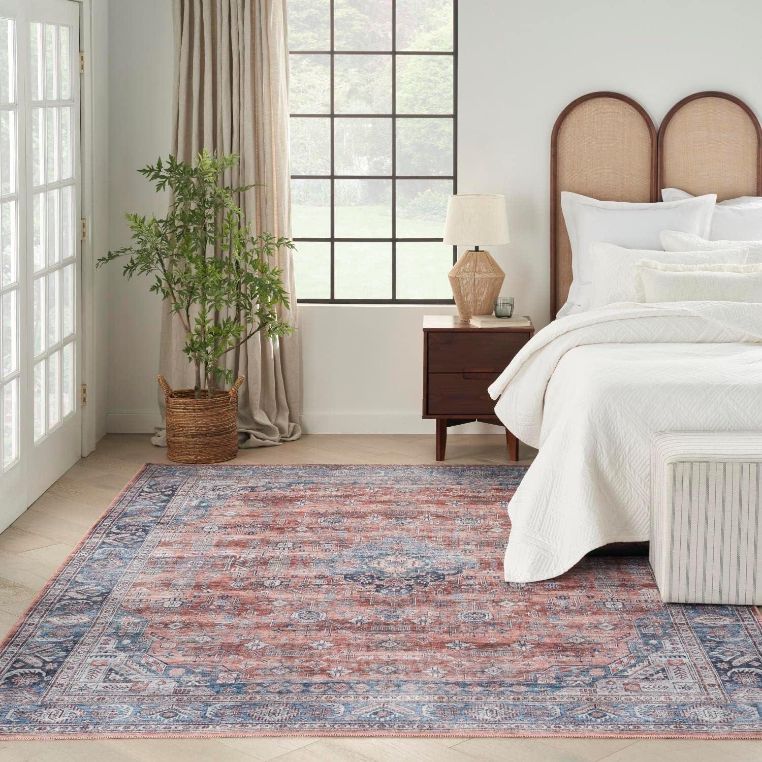 Nourison Washable Brilliance 7'10" x 9'10" Blue/Multi Vintage Indoor Rug