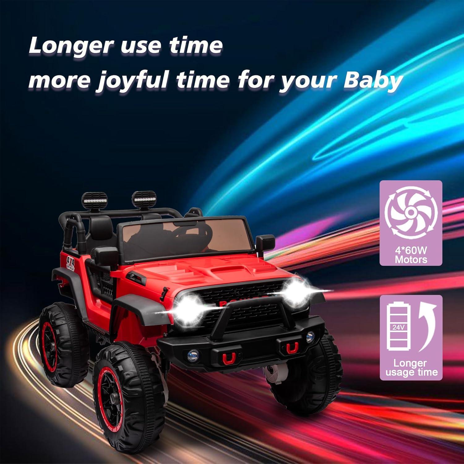 𝐆-𝐲𝐢𝐧𝐠 4WD 2 Seater Kids Ride on Car with Remote Control, 24V Electric Kids Jeep Vehicle Toys w/Bluetooth, MP3, USB, Music, Volume Adjustment, Light control & Power Display For Kids Age3