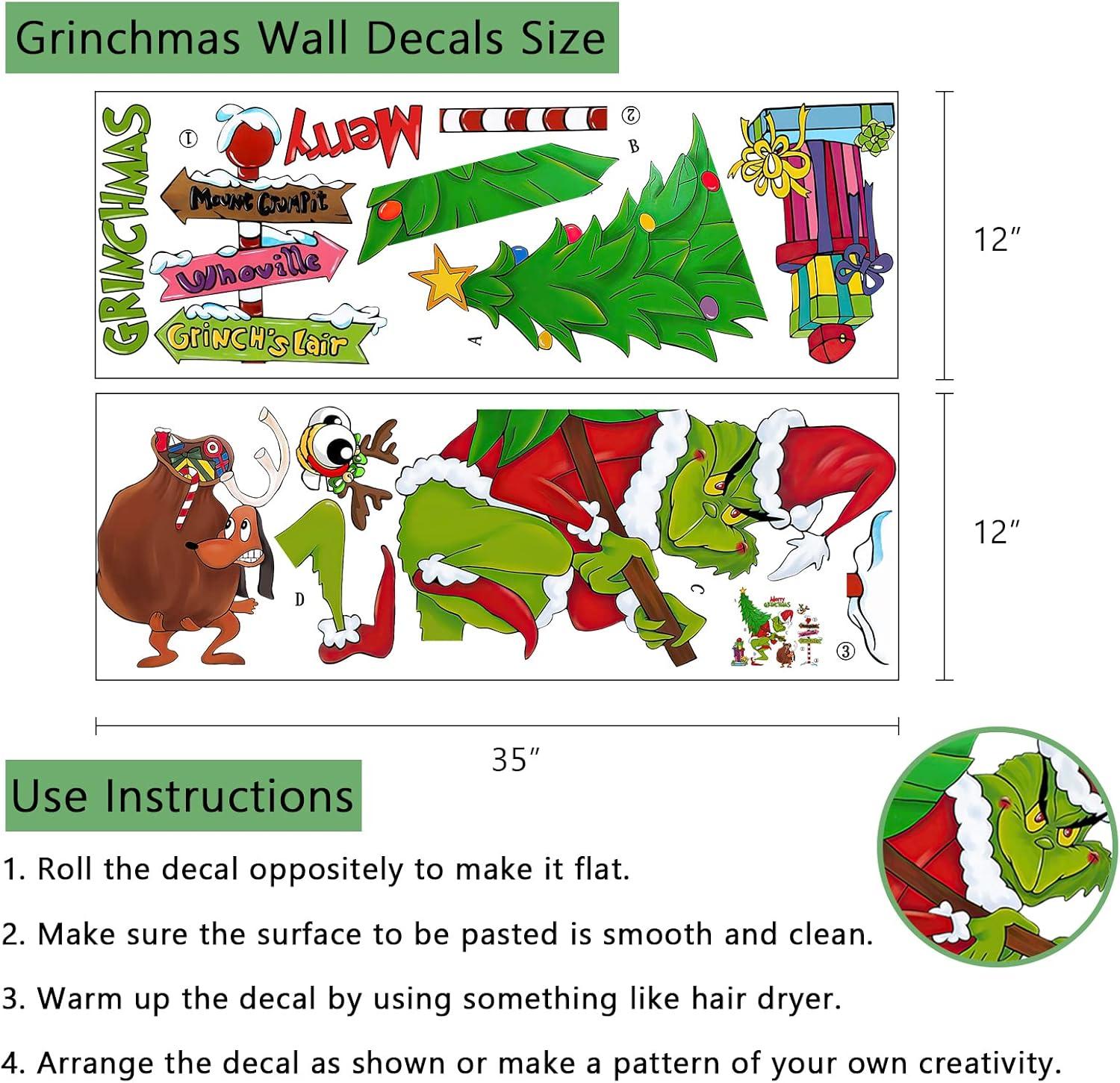 Christmas Grinch and Max Waterproof Wall Decals for Kids