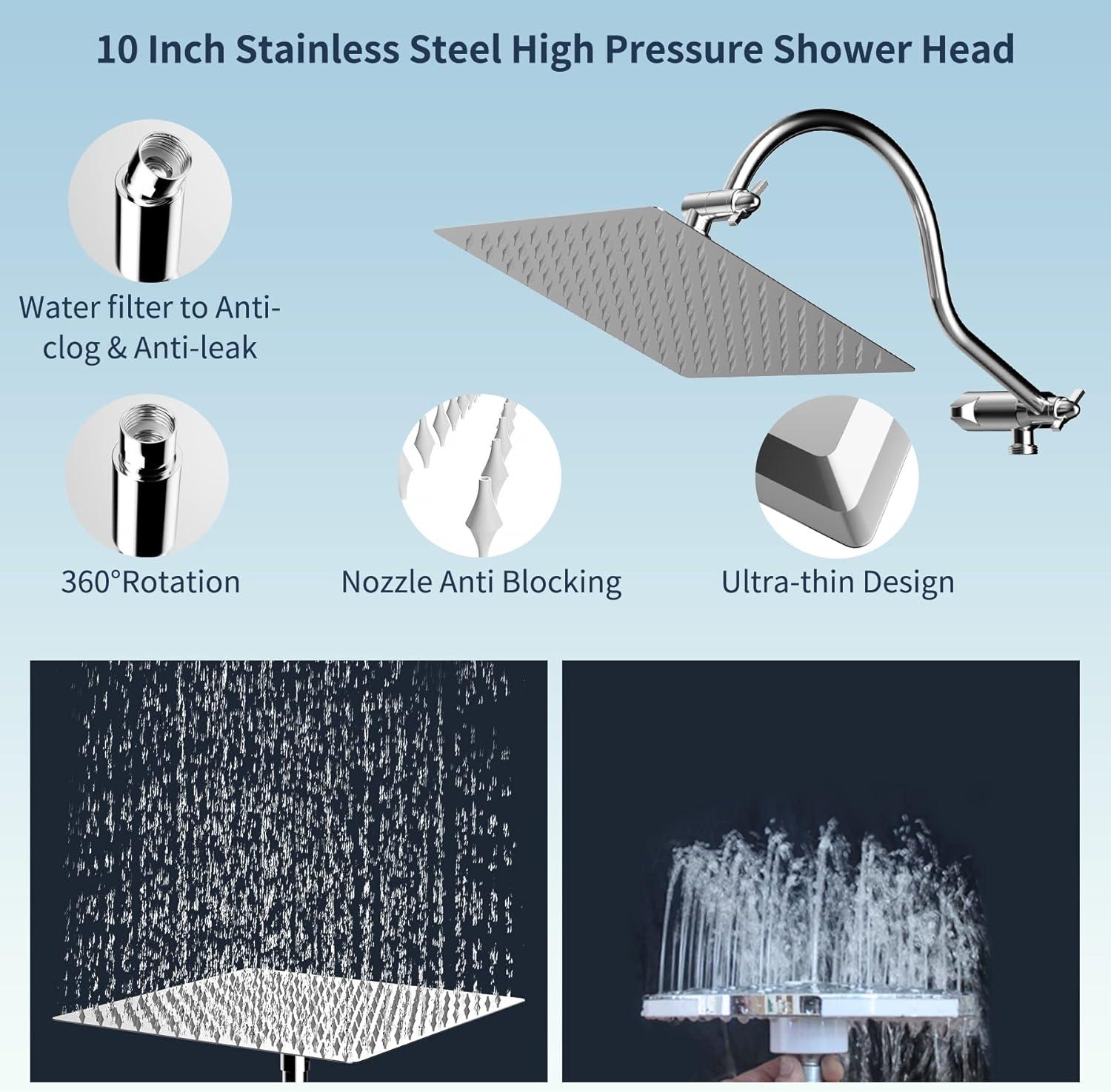 High Pressure Rainfall Shower Head with Handheld Spray Combo,Chrome