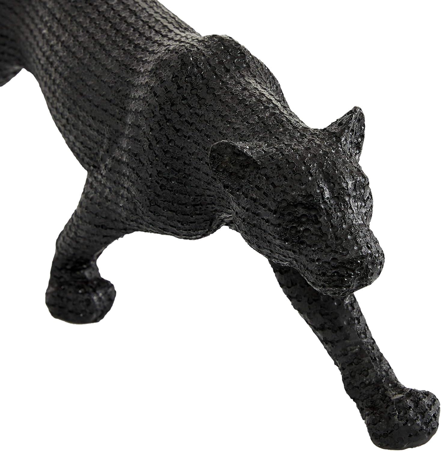 18", 14"W Black Polystone Leopard Sculpture, by DecMode (2 Count)