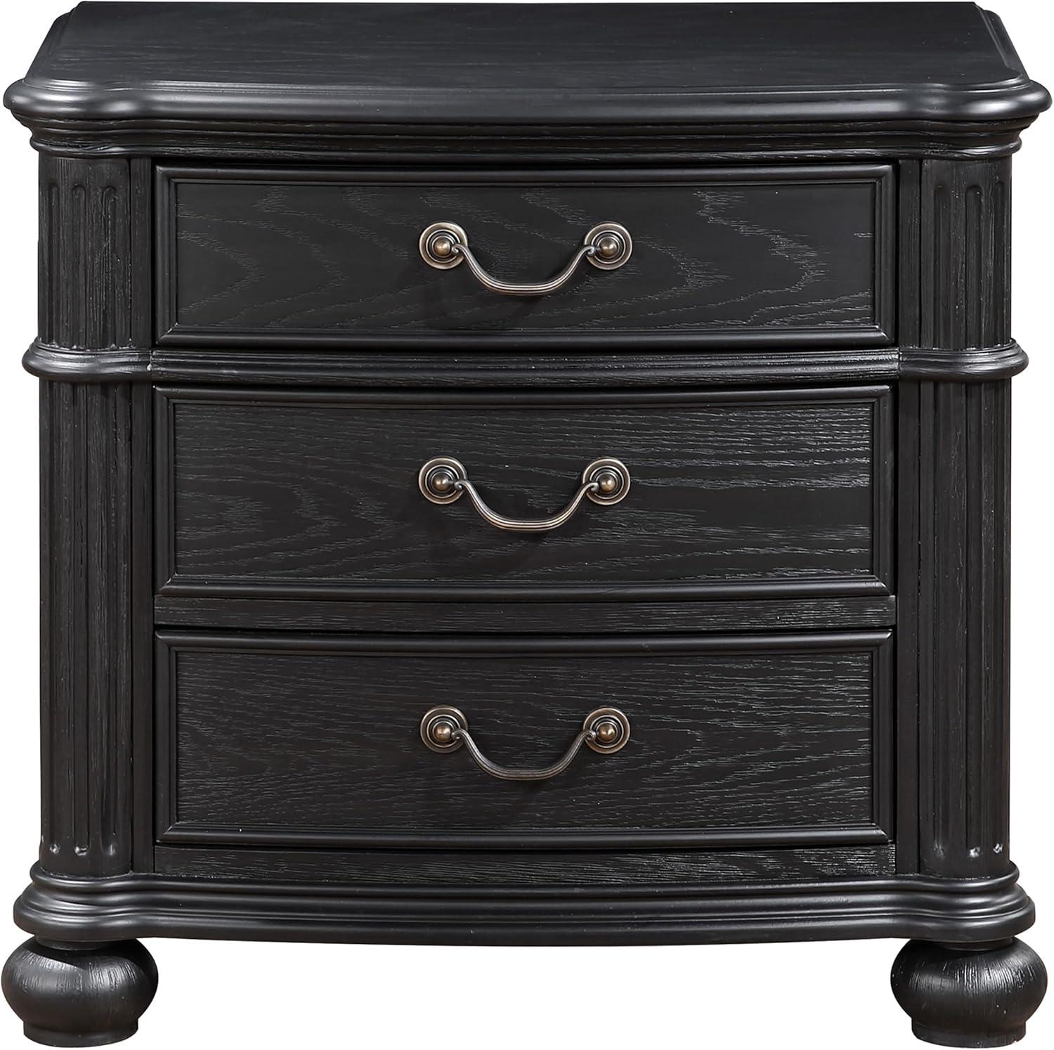 Coaster Celina Traditional 3-drawer Wood Nightstand Bedside Table Black