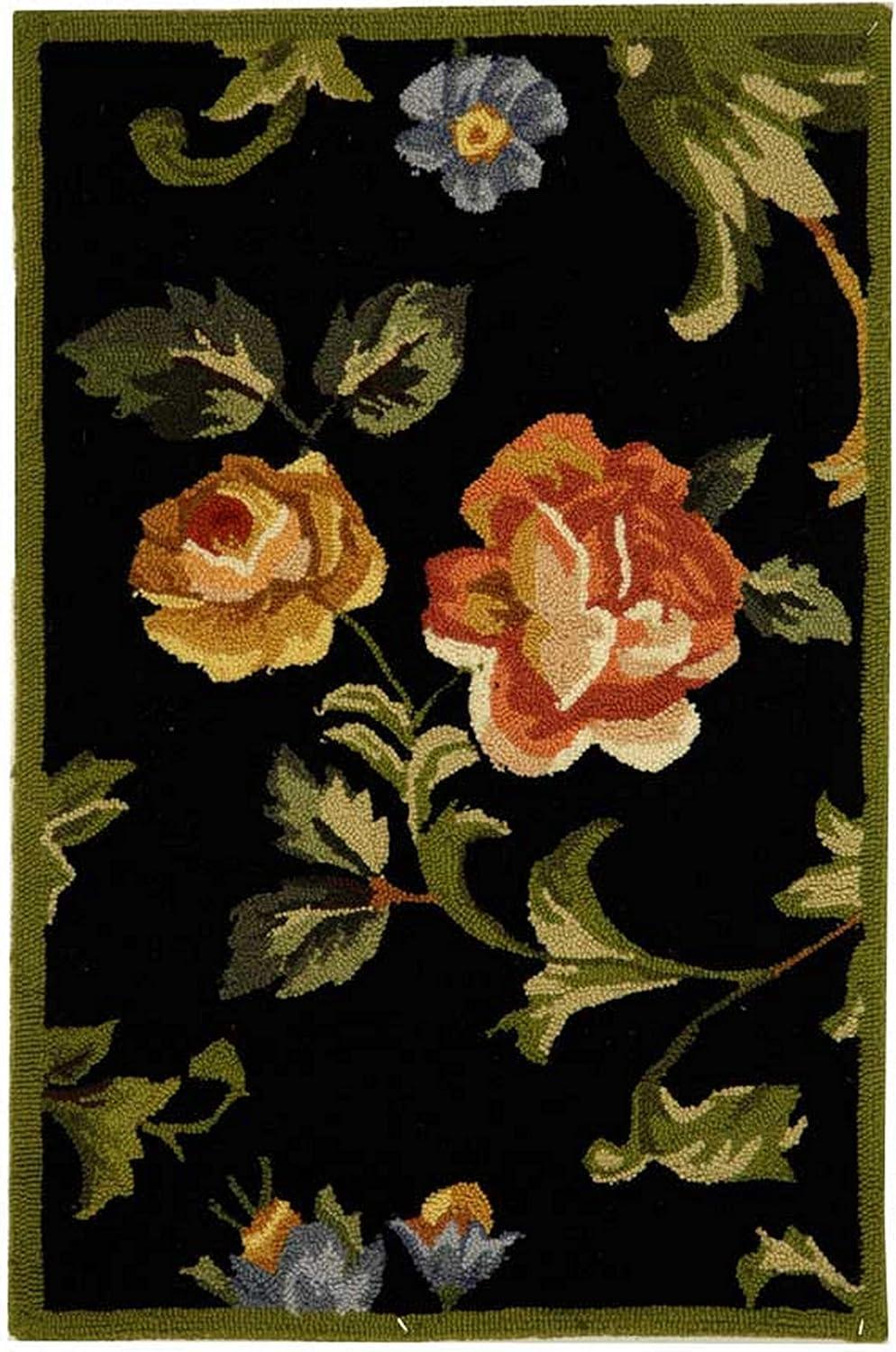 Hand Hooked Wool Floral Rug