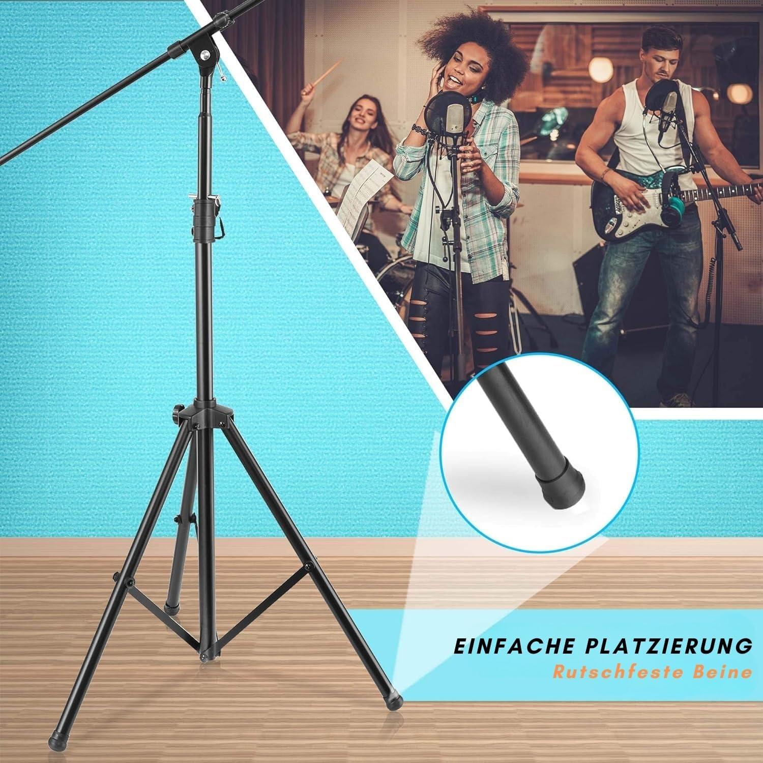 Pyle Heavy-Duty Tripod Microphone Stand with Adjustable Boom Arm - PMKS56, 51.2" to 78.75"