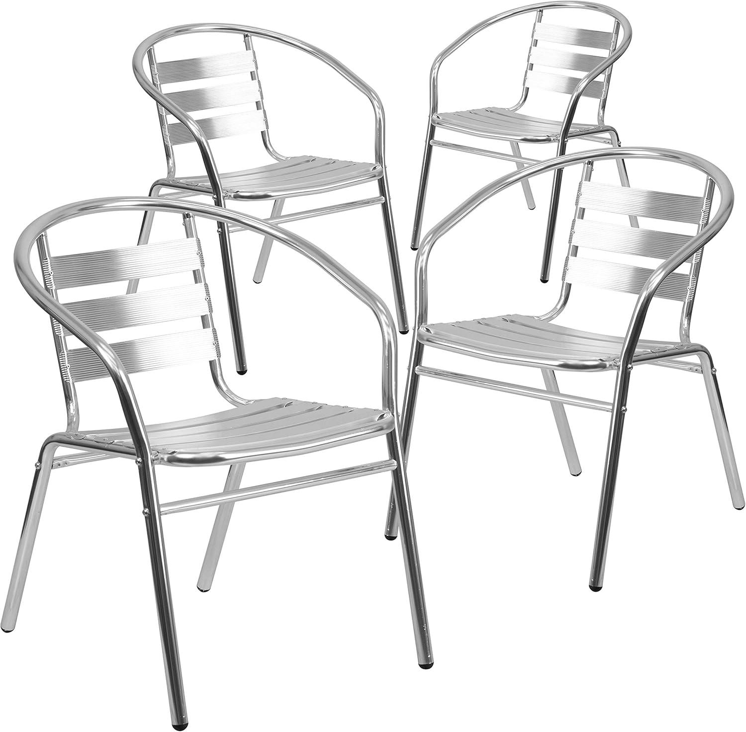 Aluminum Commercial Indoor-Outdoor Restaurant Stack Chair with Triple Slat Back