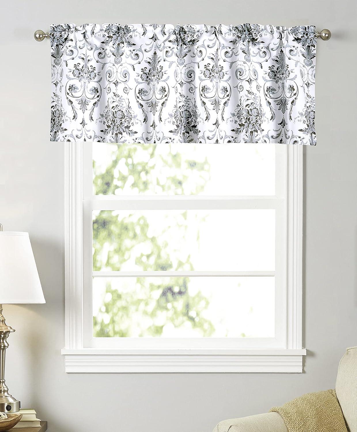 Floral Flower Thermal Insulated Energy Saving Window Curtain Valance for Living Room/Bedroom/Kitchen/Kids Rod Pocket 52 by 18 Inch