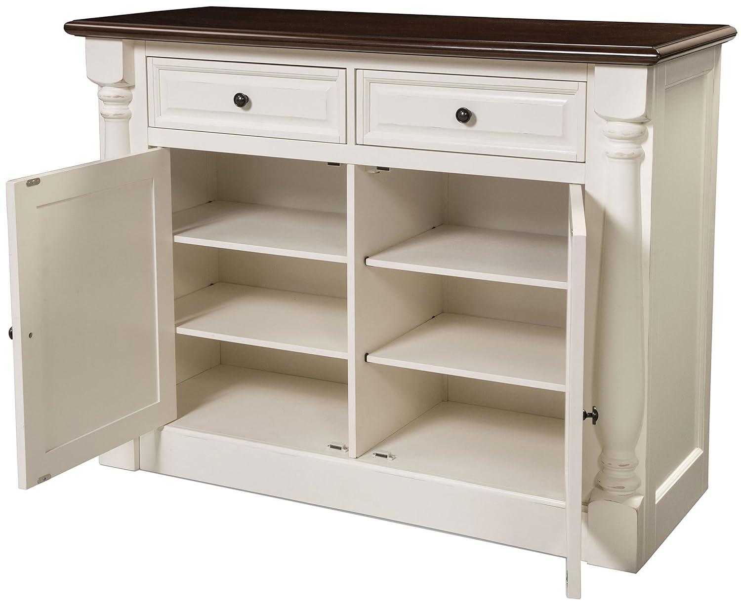 Crosley Shelby Buffet White: Traditional Style Sideboard, Wood Veneer, Adjustable Shelves, Anti-Tip Hardware