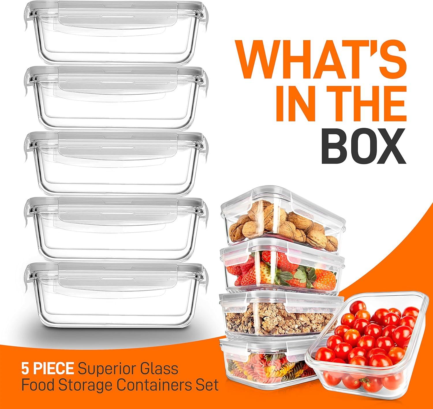 NutriChef 30oz. Glass Food Storage Container