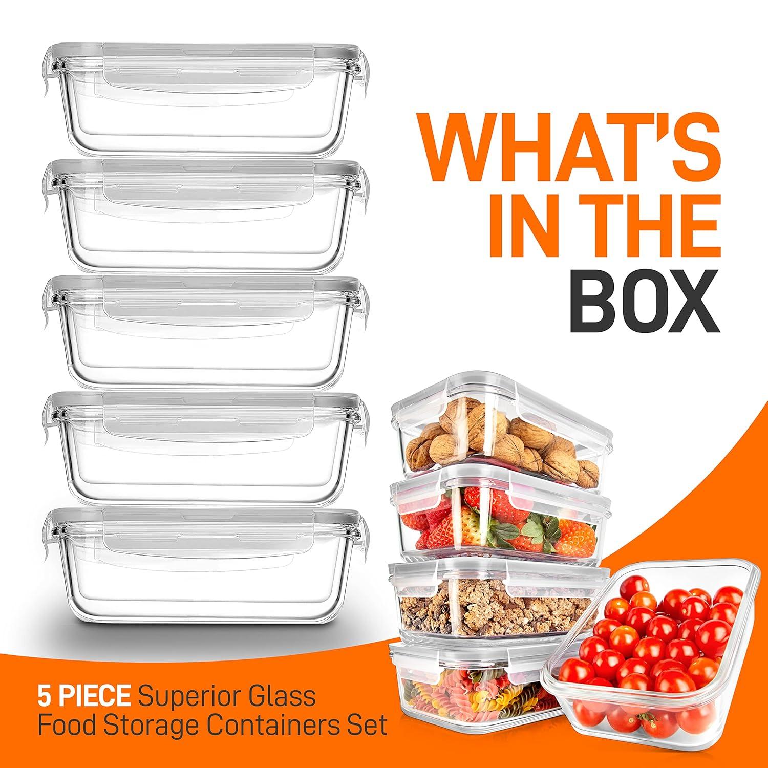 NutriChef 30oz. Glass Food Storage Container