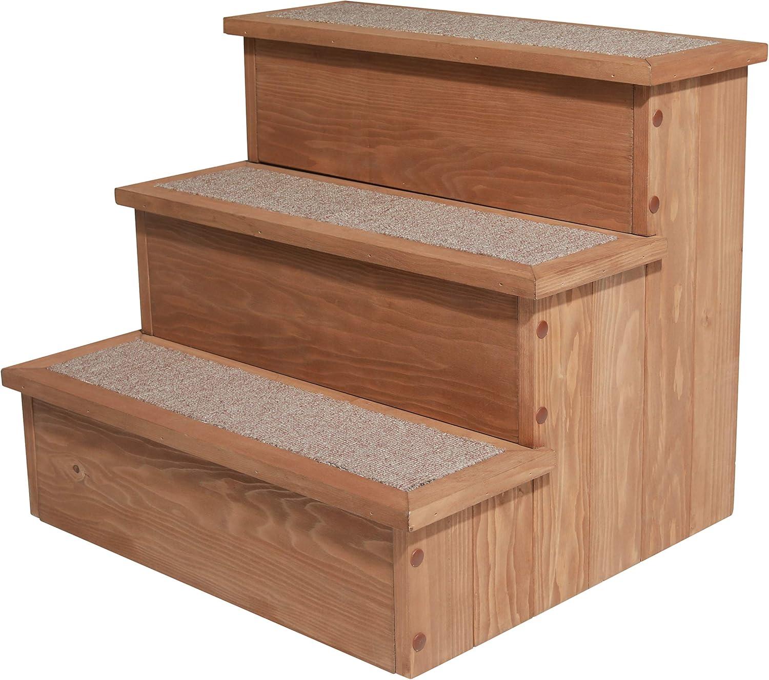 Canadian Hemlock Wooden Pet Stairs with Storage