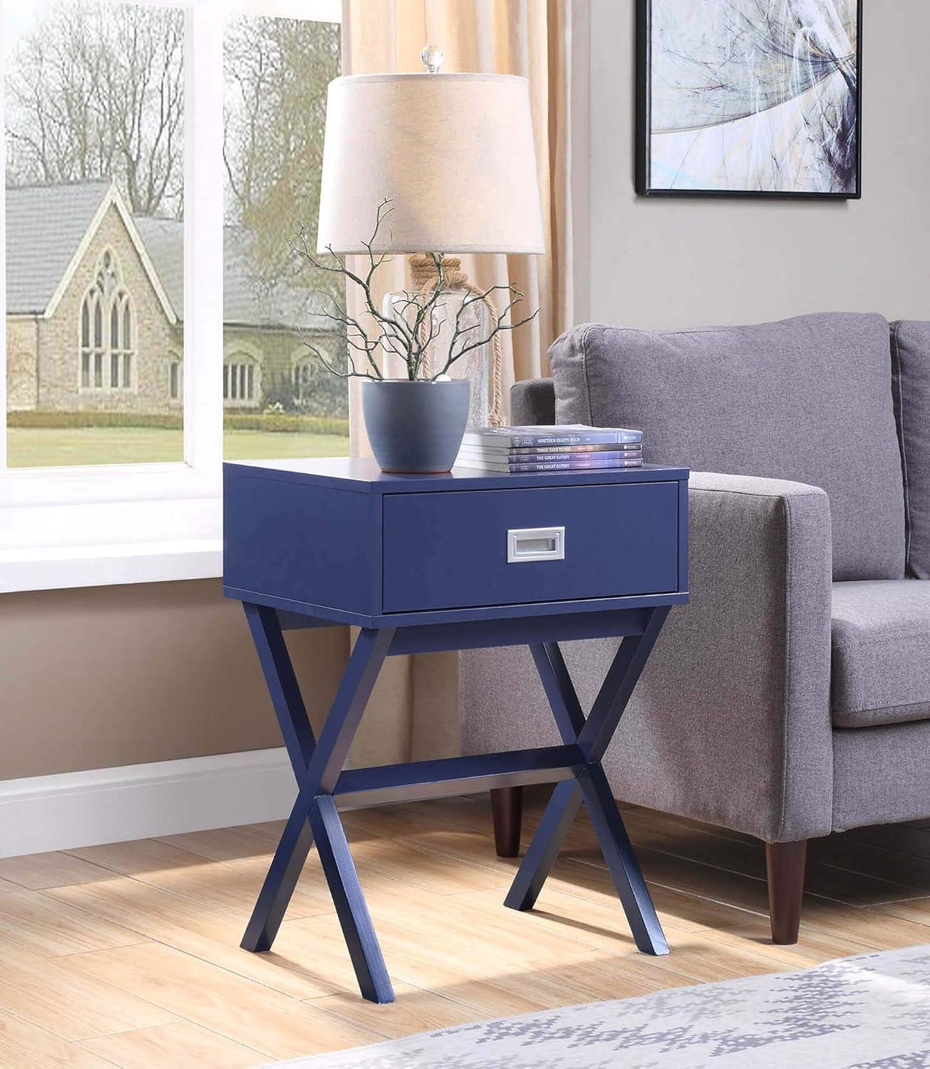 Convenience Concepts Designs2Go Landon 1 Drawer End Table, Cobalt Blue