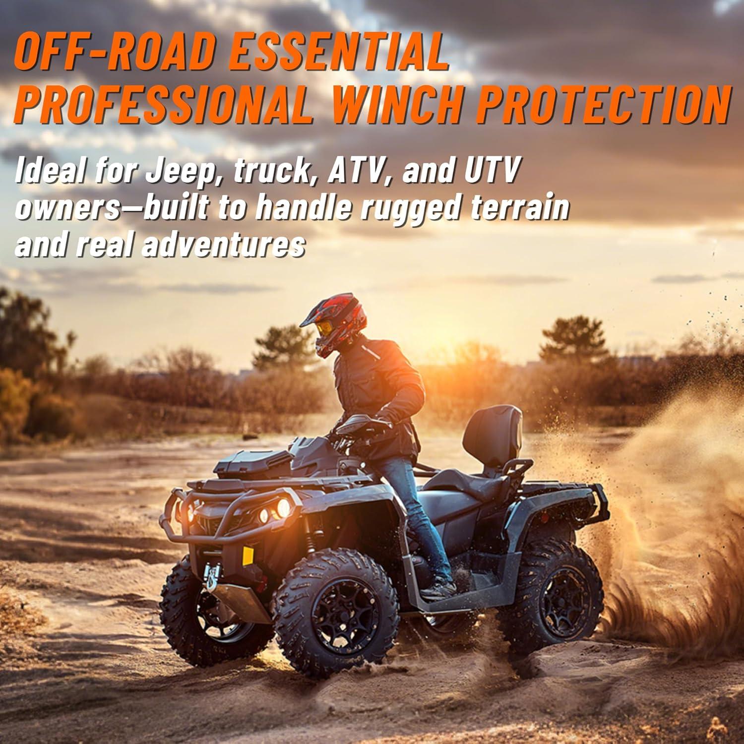 ATV UTV Winch Stopper Rubber Heavy Duty Cable Line Saver Waterproof Synthetic Rope Hook Allen Wrench Protect Hawse and Fairleads Quick Installation