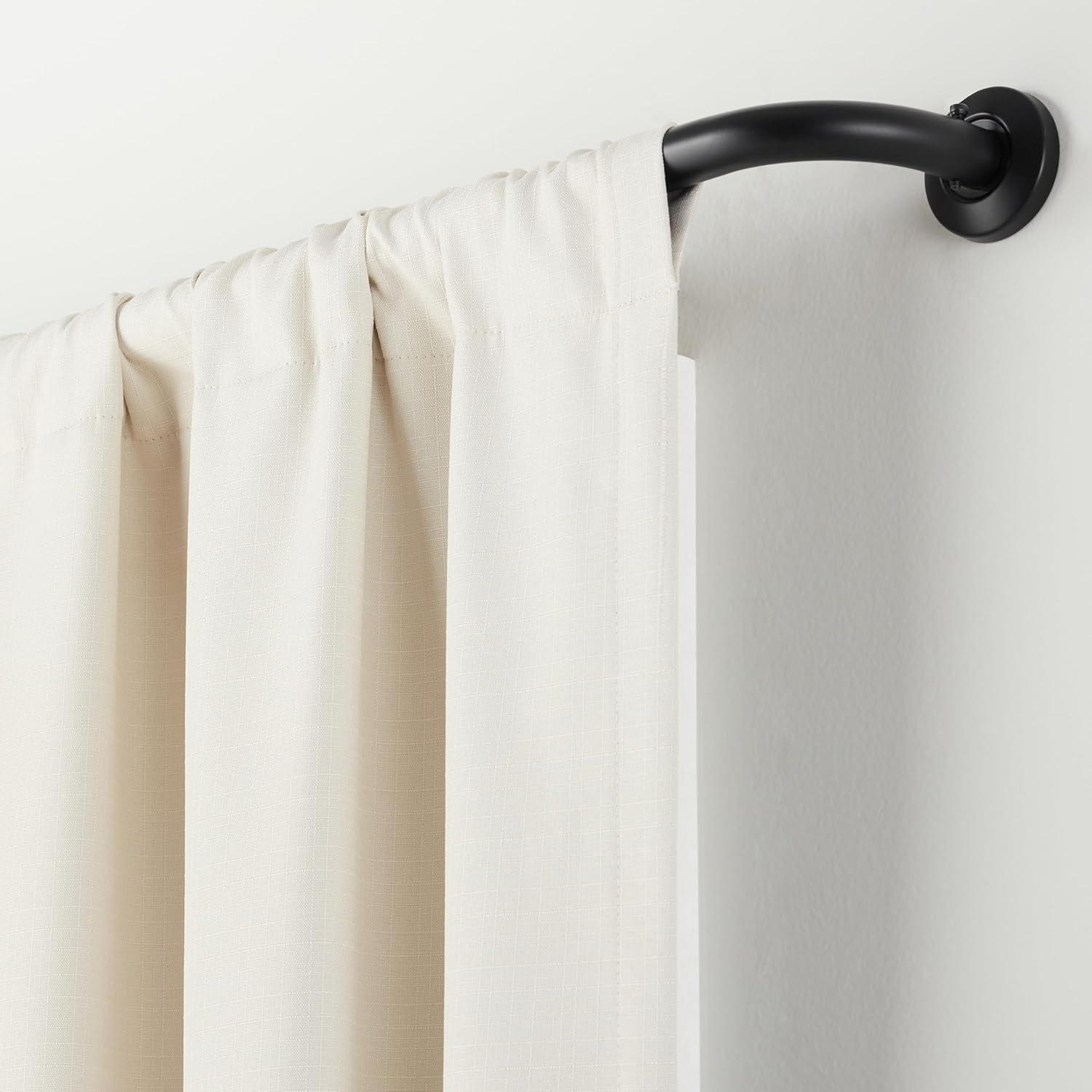 Eclipse Barnes 1" Blackout Wrap Curtain Rod, 28-48", Matte Black
