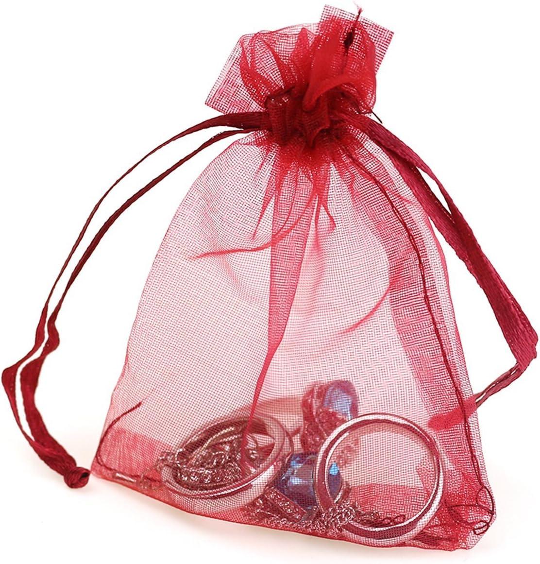 100PCS 4x6inch (10x15cm) Drawstring Organza Jewelry Favor Pouches Wedding Party Festival Gift Bags Candy Bags (Red)