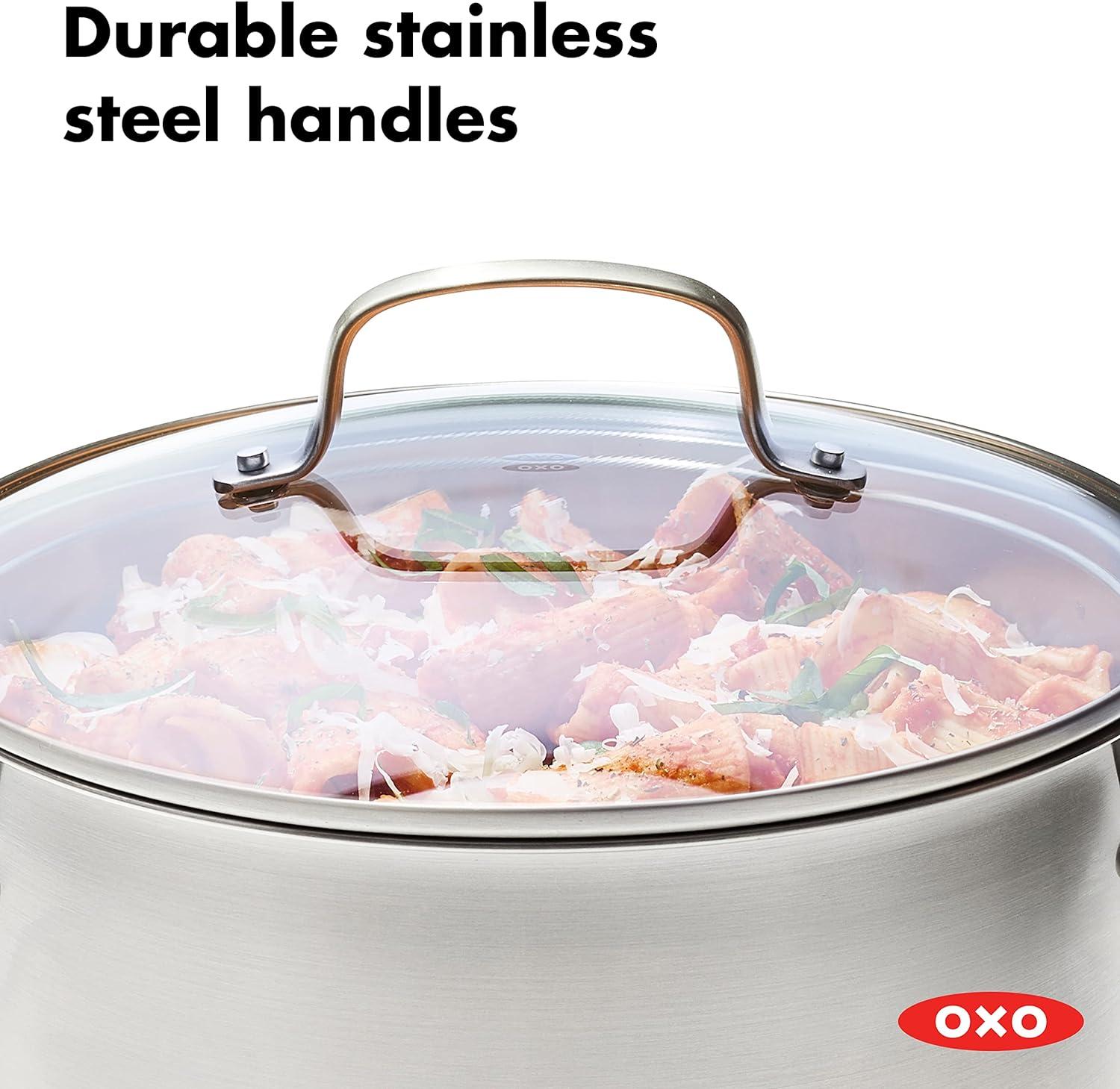 Polished Stainless Steel 8.4QT Multi-Pot with Steamer Insert and Glass Lid