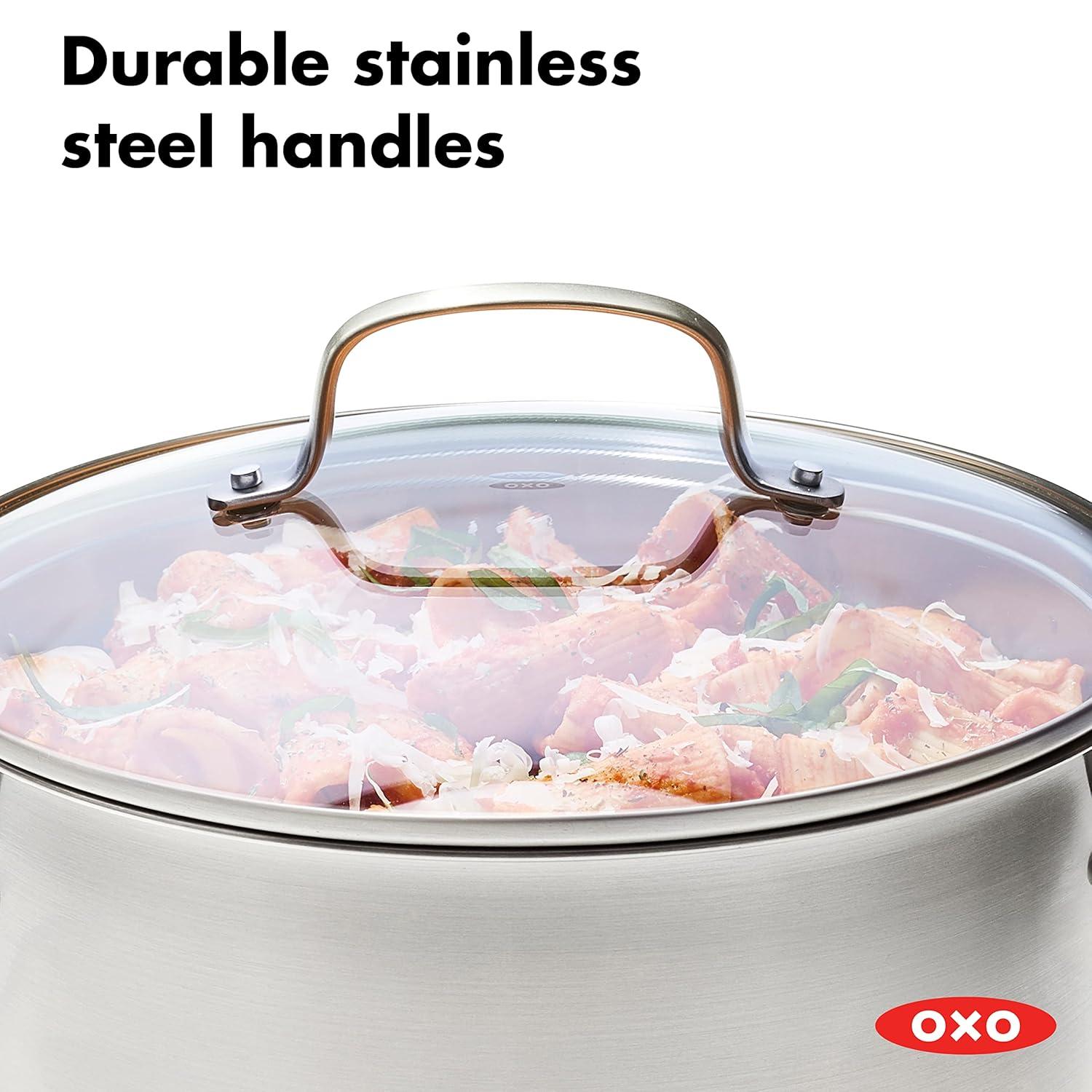 Polished Stainless Steel 8.4QT Multi-Pot with Steamer Insert and Glass Lid