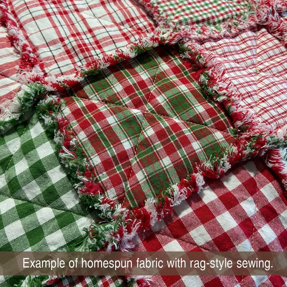 40+ Merry Christmas Red & Green Plaid Homespun 6"x6" Precut Quilt Squares Charm Pack by JCS Fabric