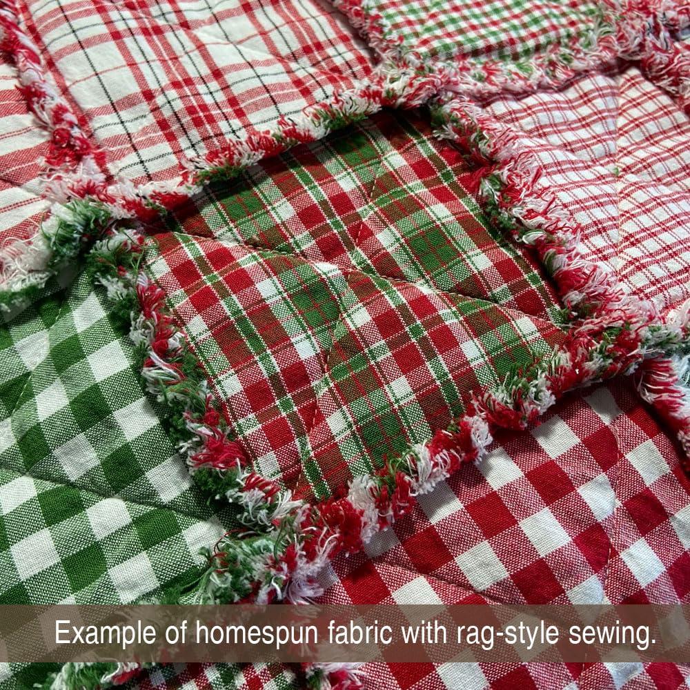 40+ Merry Christmas Red & Green Plaid Homespun 6"x6" Precut Quilt Squares Charm Pack by JCS Fabric