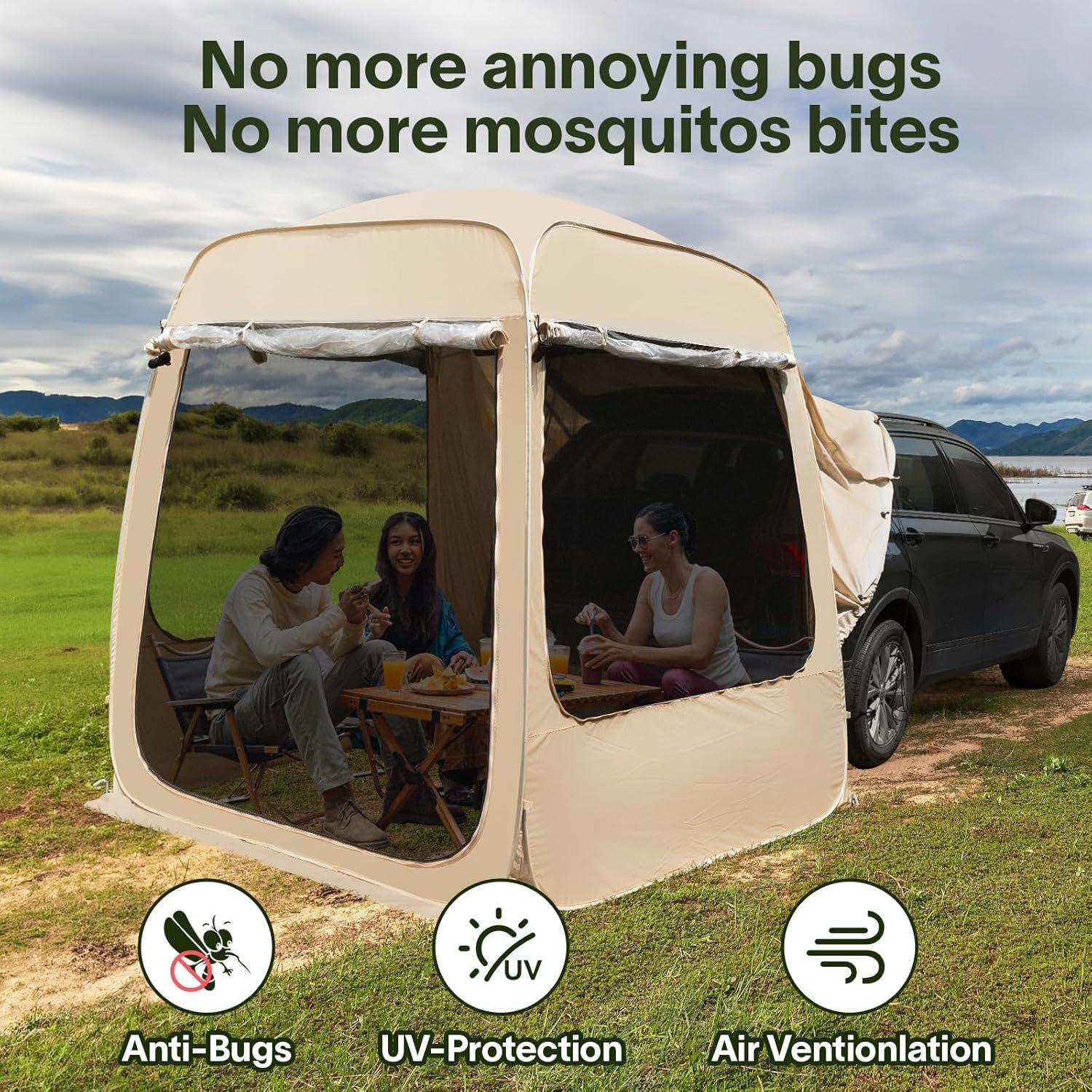 Beige 5-Person Four-Season SUV Camping Tent with Carry Bag